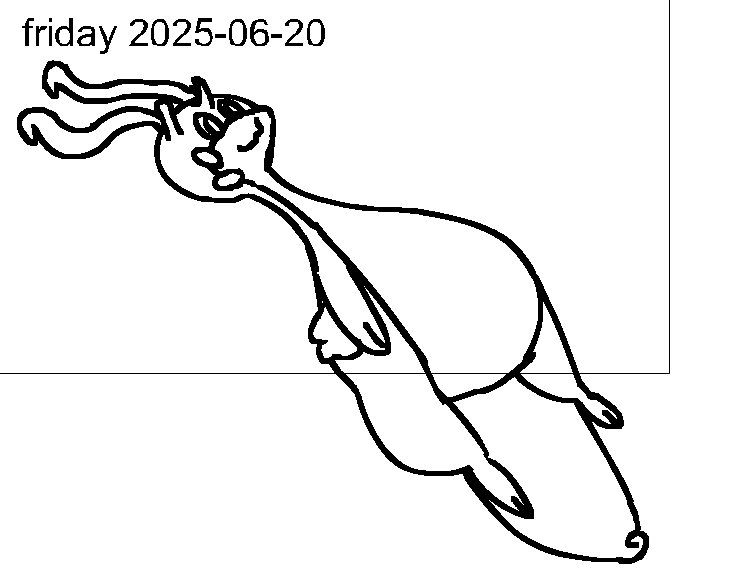A doodle of a Goodra laying on their back.
